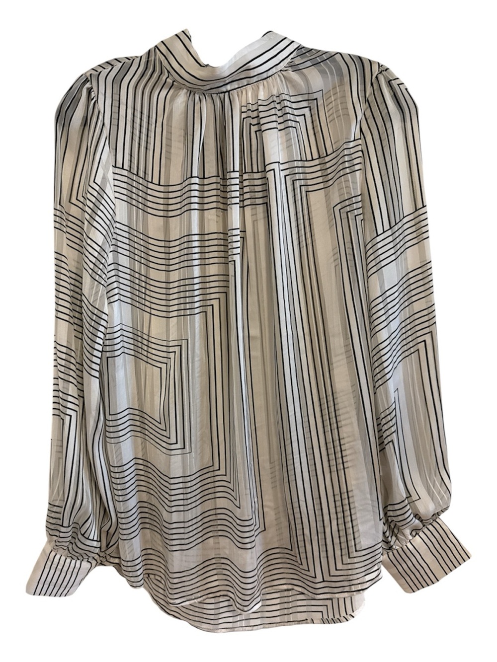 H&M Women's Cream and Black Geometric Stripe Blouse